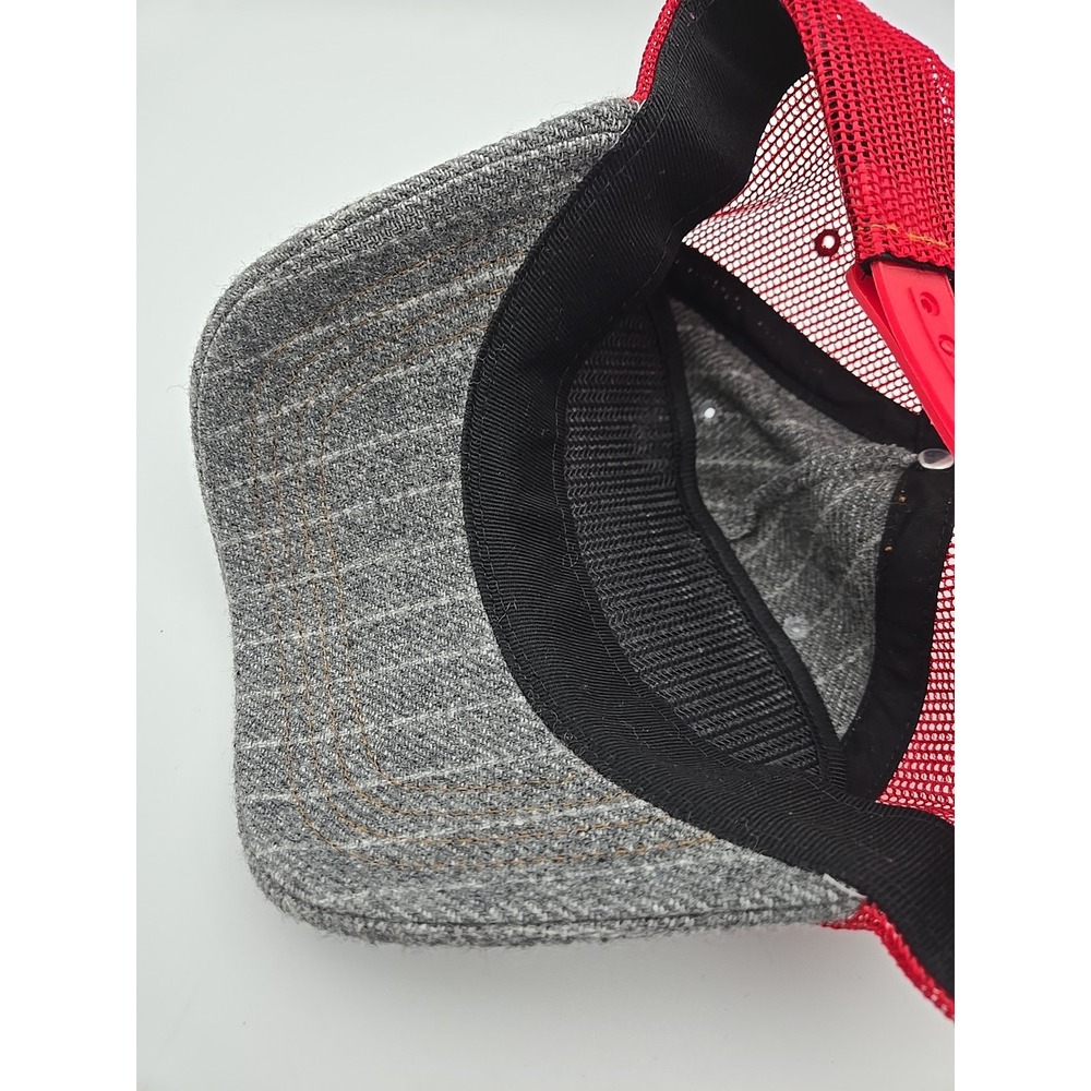 Vintage Von Dutch Red & Gray Striped SnapBack Trucker Hat & Patch Wool Blend - Picture 3 of 6
